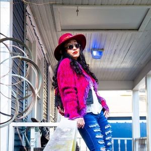 Vintage Ungaro Purple Pink Wool Lace Jacket